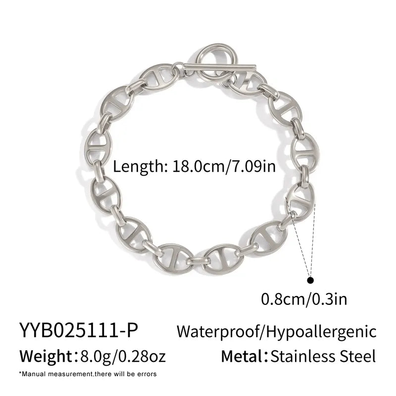 Stainless Steel Non-Fading Gold And Silver Pig Nose Bracelet Fashionable Elegant Colorful Geometric Pattern Women's Jewelry