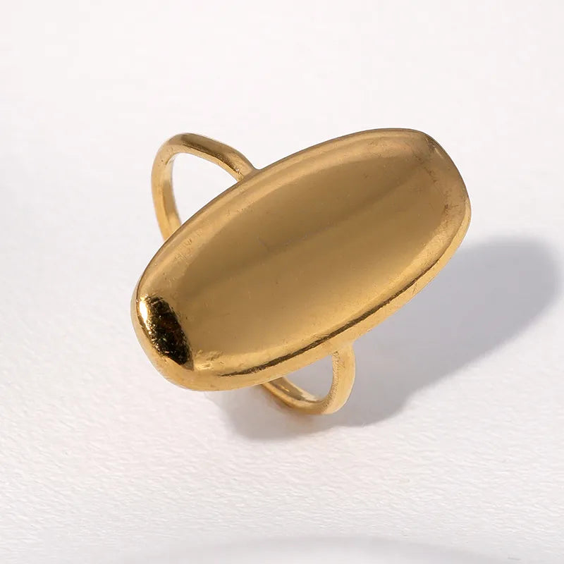 Stainless Steel Open Ring 18K Gold Plated Women's Fashion Simple Retro Non-fading Titanium Steel Hand Jewelry Geometric Pattern