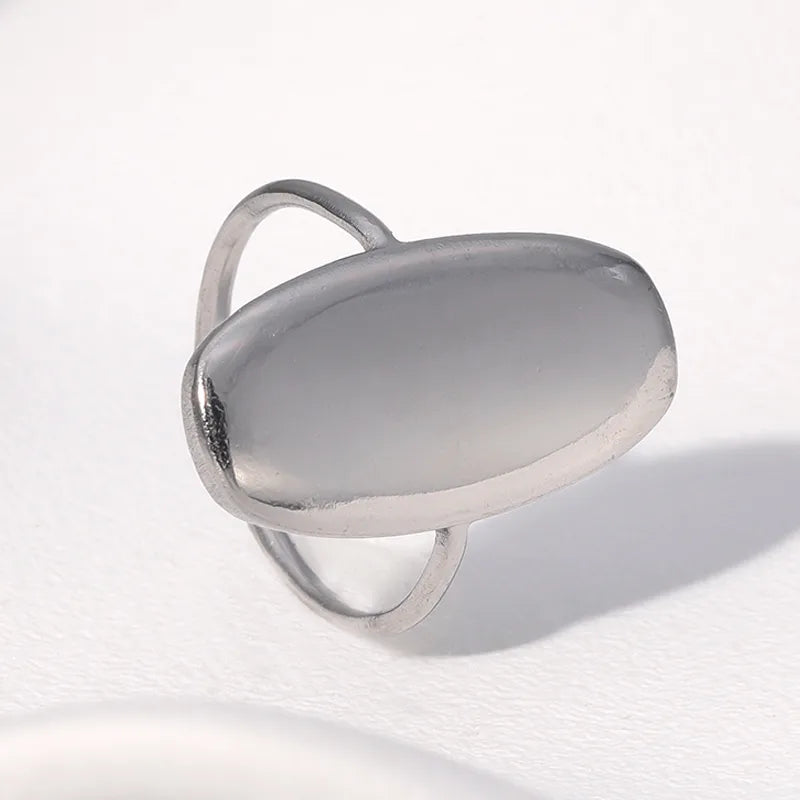 Stainless Steel Open Ring 18K Gold Plated Women's Fashion Simple Retro Non-fading Titanium Steel Hand Jewelry Geometric Pattern