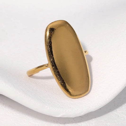 Stainless Steel Open Ring 18K Gold Plated Women's Fashion Simple Retro Non-fading Titanium Steel Hand Jewelry Geometric Pattern