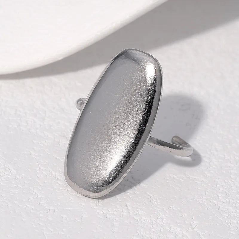 Stainless Steel Open Ring 18K Gold Plated Women's Fashion Simple Retro Non-fading Titanium Steel Hand Jewelry Geometric Pattern