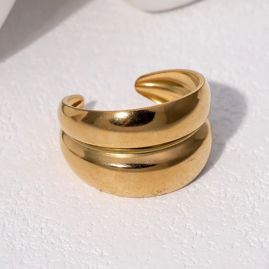 Stainless Steel Rings Classic Retro 18K Gold Non-Fading Titanium Simple Fashionable Jewelry Accessories For Casual Holiday Daily Use