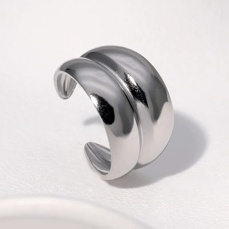 Stainless Steel Rings Classic Retro 18K Gold Non-Fading Titanium Simple Fashionable Jewelry Accessories For Casual Holiday Daily Use