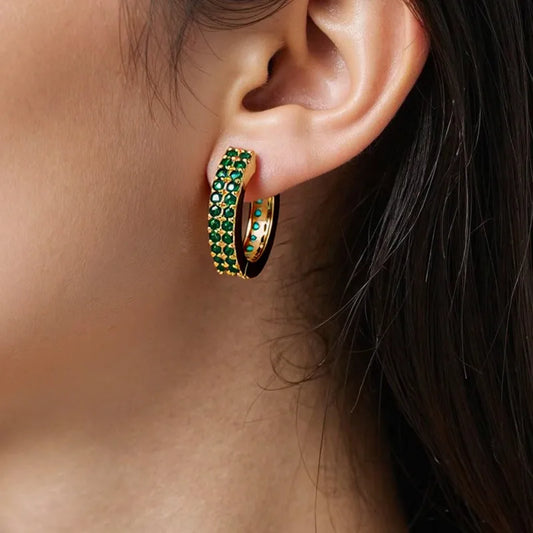 Stylish Hip Hop Earrings Full Of Zircon Men Women Trendy Ear Jewelry Lightweight Niche Ear Hoops