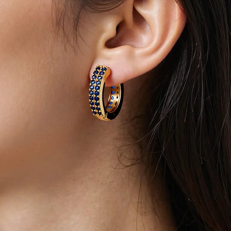 Stylish Hip Hop Earrings Full Of Zircon Men Women Trendy Ear Jewelry Lightweight Niche Ear Hoops