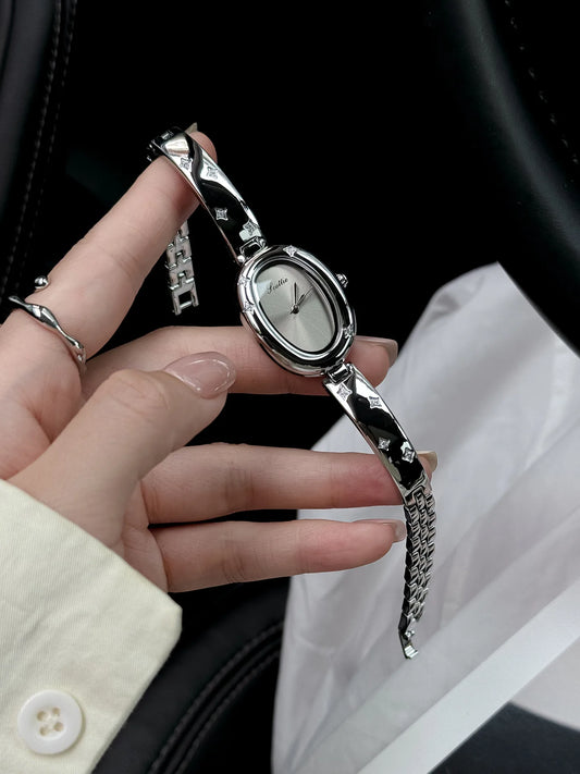 Stylish Quartz Women's Watch With Oval Bath Bracelet Simple Luxury Gold Handbag Poetic Gaudi Elegant Timepiece For Ladies