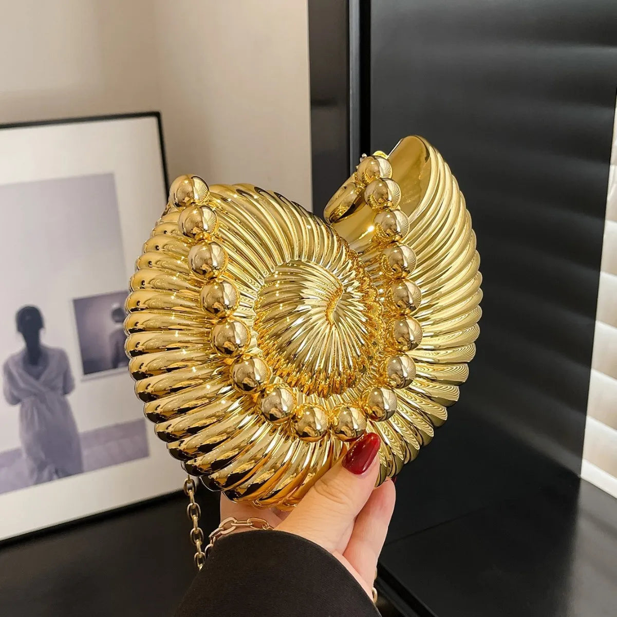 Summer New Acrylic Shell Bag Fashion Messenger Bag Dinner Makeup Storage Bag Clutch Chain Closed Shell Handbag