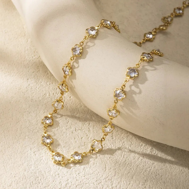 Summer Trendy Layered Fresh Minimalist INS Style Flower Shape Dopaamine Clavicle Chain Color Block Popular Women's Necklace