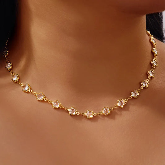 Summer Trendy Layered Fresh Minimalist INS Style Flower Shape Dopaamine Clavicle Chain Color Block Popular Women's Necklace