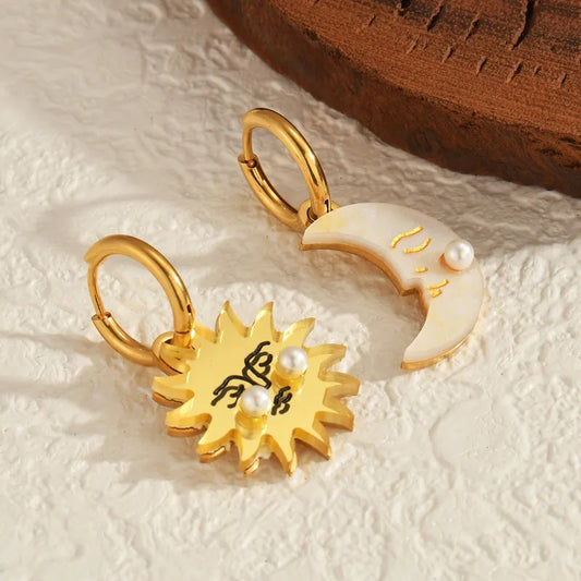Sun And Moon Stainless Steel Earrings Unique Women's Jewelry Accessories Stud Earrings