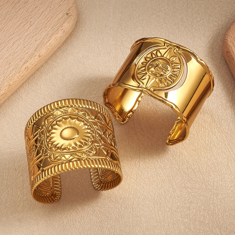 Sun Opening Bracelet Vacuum Plating 304 Stainless Steel Hot Sale Casual Holiday Modern Style Women's Jewelry