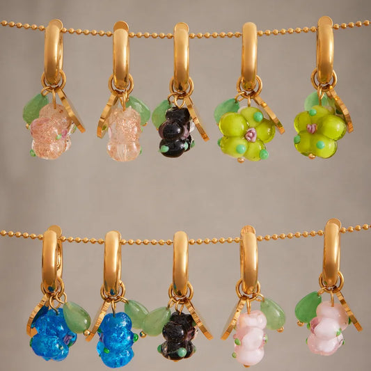 Sweet Resin Love Heart Agate Pendant Earring Circle Click Clasp Simple Stylish Stainless Steel Ear Jewelry Non-fading For Women