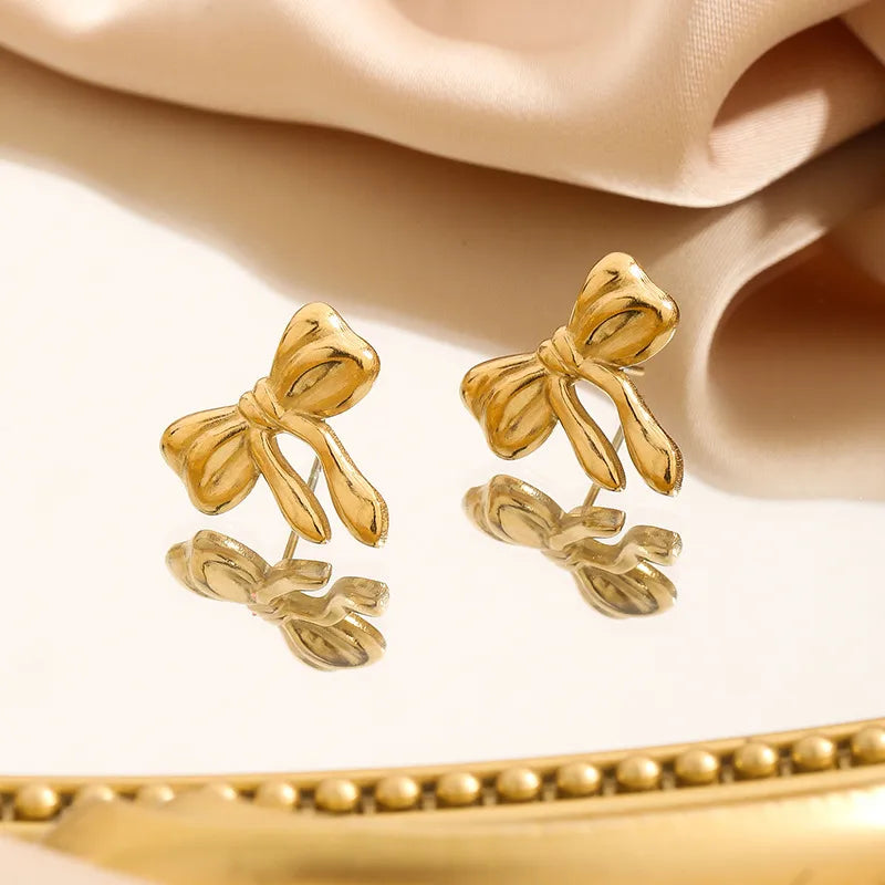 Trendy Butterfly Knot Stainless Steel Earrings Elegant Geometry Shape Women's Fashion Jewelry Accessories Luxury Style