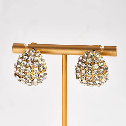 Trendy Fashion Ins Style Gold-Plated Imitation Gold 304 Stainless Steel Rhinestone Square U-Shaped C-Shaped Simple Stud Earrings