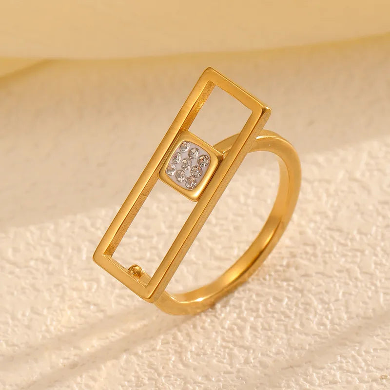 Trendy Non-Loss Of Color Stainless Steel Open Ring Irregular Design Hand Jewelry Unisex Wave Ring Street Style High Street Fashion