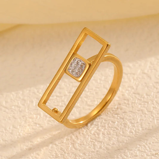 Trendy Non-Loss Of Color Stainless Steel Open Ring Irregular Design Hand Jewelry Unisex Wave Ring Street Style High Street Fashion