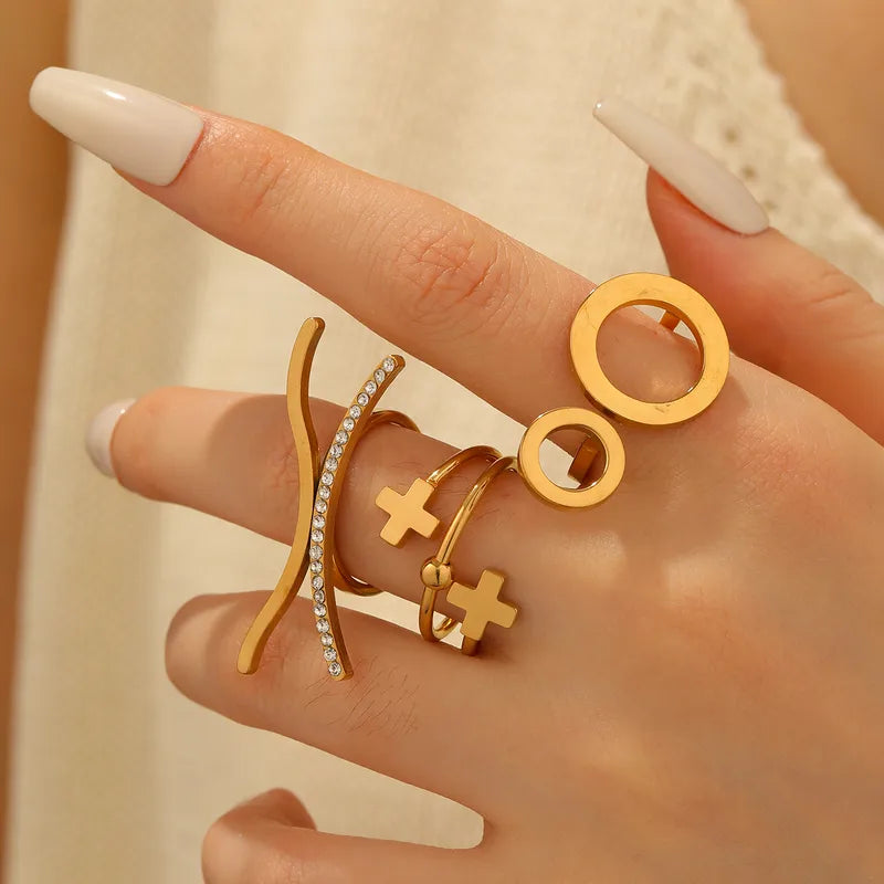 Trendy Non-Loss Of Color Stainless Steel Open Ring Irregular Design Hand Jewelry Unisex Wave Ring Street Style High Street Fashion