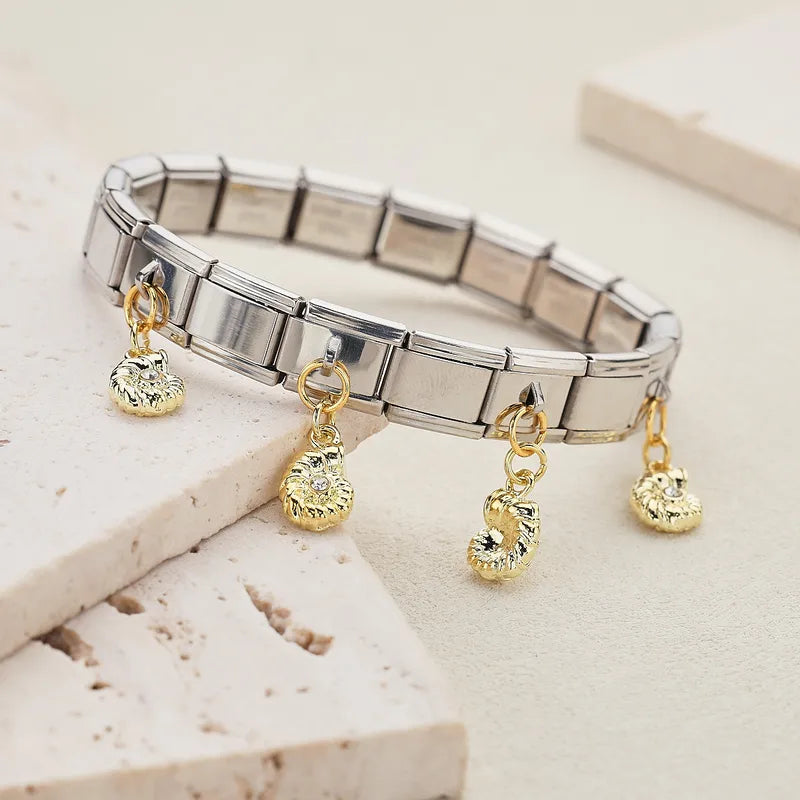 Unisex Stainless Steel Pendant Italian Module Fashion Jewelry Bracelet Non-fading Ocean Animal Series Accessory For Men And Women