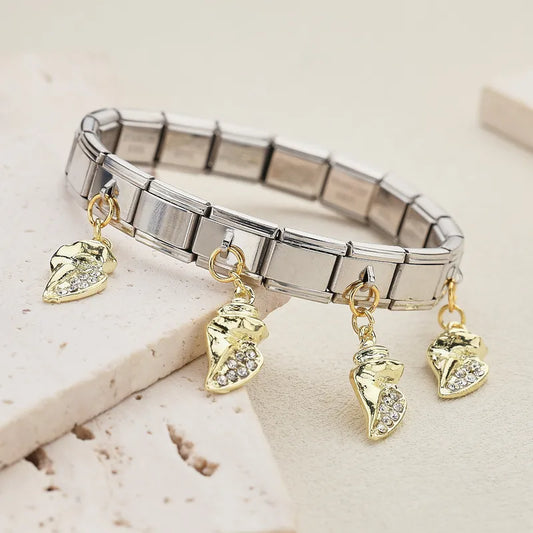 Unisex Stainless Steel Pendant Italian Module Fashion Jewelry Bracelet Non-fading Ocean Animal Series Accessory For Men And Women