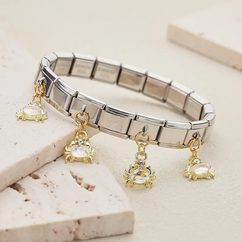 Unisex Stainless Steel Pendant Italian Module Fashion Jewelry Bracelet Non-fading Ocean Animal Series Accessory For Men And Women