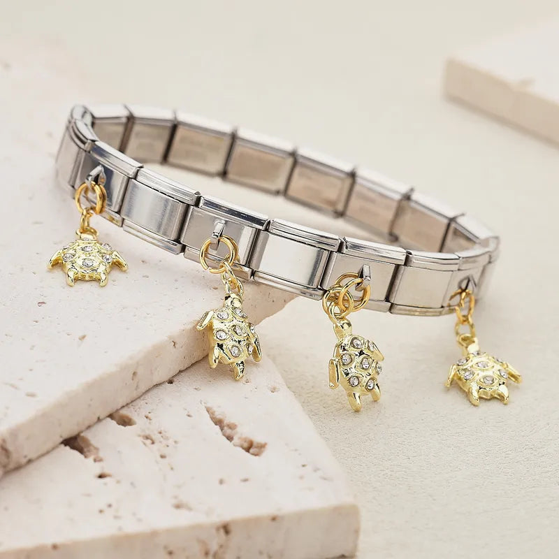 Unisex Stainless Steel Pendant Italian Module Fashion Jewelry Bracelet Non-fading Ocean Animal Series Accessory For Men And Women