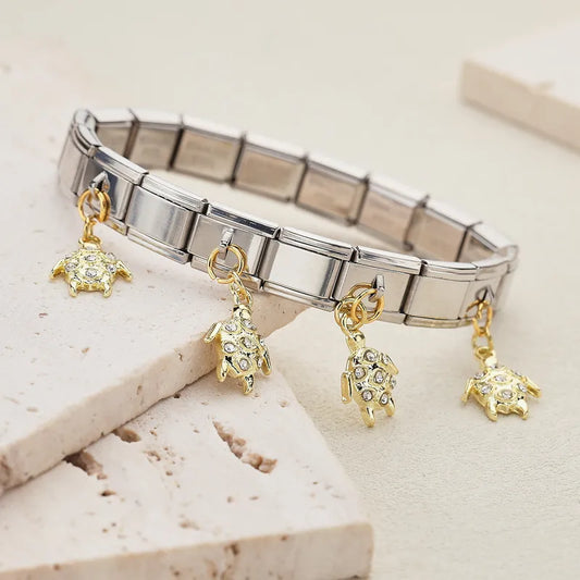 Unisex Stainless Steel Pendant Italian Module Fashion Jewelry Bracelet Non-fading Ocean Animal Series Accessory For Men And Women