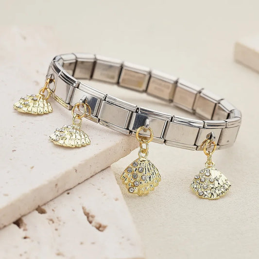 Unisex Stainless Steel Pendant Italian Module Fashion Jewelry Bracelet Non-fading Ocean Animal Series Accessory For Men And Women