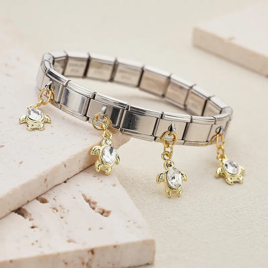 Unisex Stainless Steel Pendant Italian Module Fashion Jewelry Bracelet Non-fading Ocean Animal Series Accessory For Men And Women