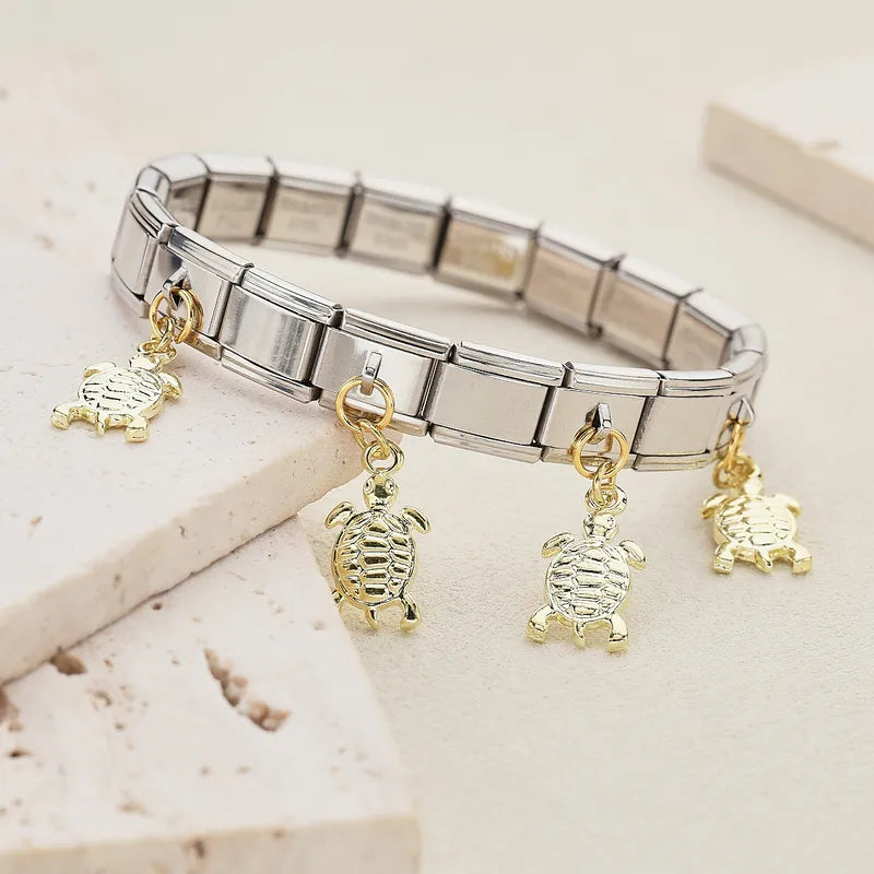 Unisex Stainless Steel Pendant Italian Module Fashion Jewelry Bracelet Non-fading Ocean Animal Series Accessory For Men And Women