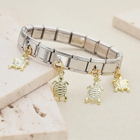 Unisex Stainless Steel Pendant Italian Module Fashion Jewelry Bracelet Non-fading Ocean Animal Series Accessory For Men And Women