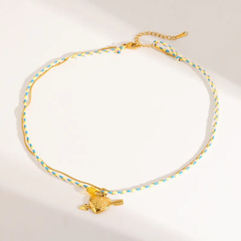 Vacuum Electroplating (In Furnace) Plated 18K Real Gold 304 Stainless Steel Artificial Pearl Love Heart Shape Casual Elegant Romantic Necklace