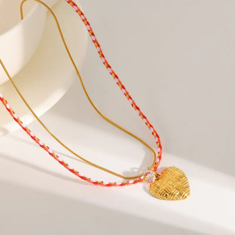 Vacuum Electroplating (In Furnace) Plated 18K Real Gold 304 Stainless Steel Artificial Pearl Love Heart Shape Casual Elegant Romantic Necklace