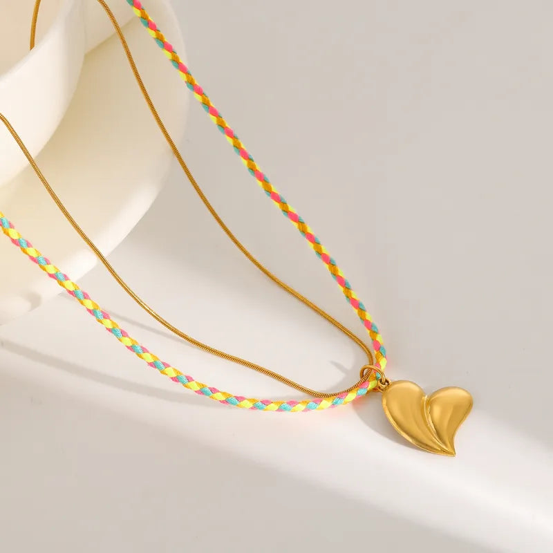 Vacuum Electroplating (In Furnace) Plated 18K Real Gold 304 Stainless Steel Artificial Pearl Love Heart Shape Casual Elegant Romantic Necklace