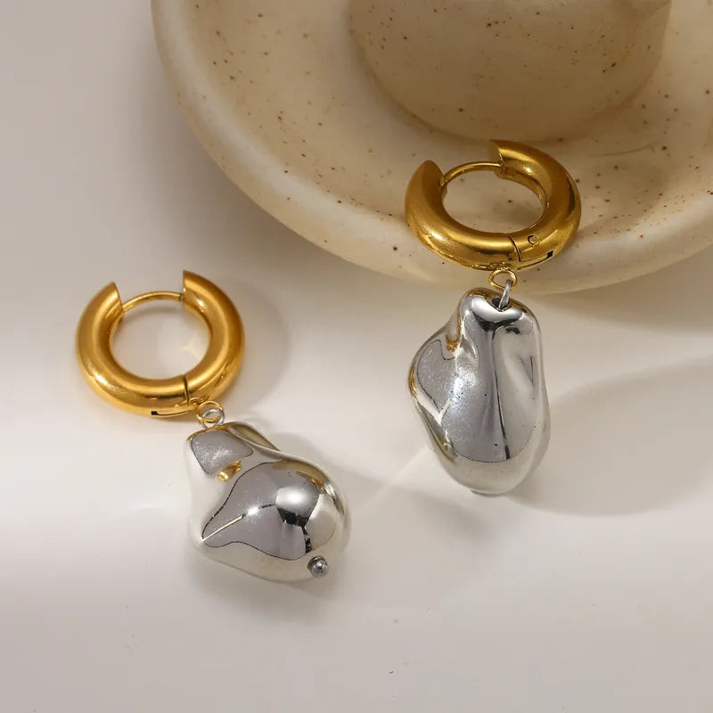 Vacuum Electroplating (In Furnace) Plated 18K Real Gold 304 Stainless Steel Oval No Inlay Material Luxury Minimalist Style Women's Suitable Earrings