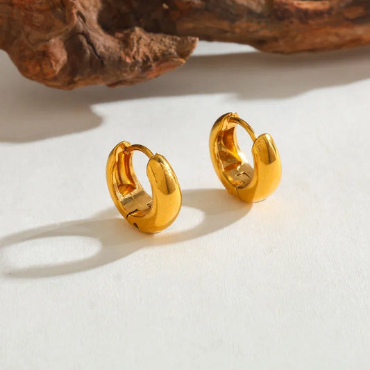 Vacuum Electroplating (In Furnace) Plated 18K Real Gold 304 Stainless Steel Round Zircon Casual Elegant Diamond-studded Ear Hoop