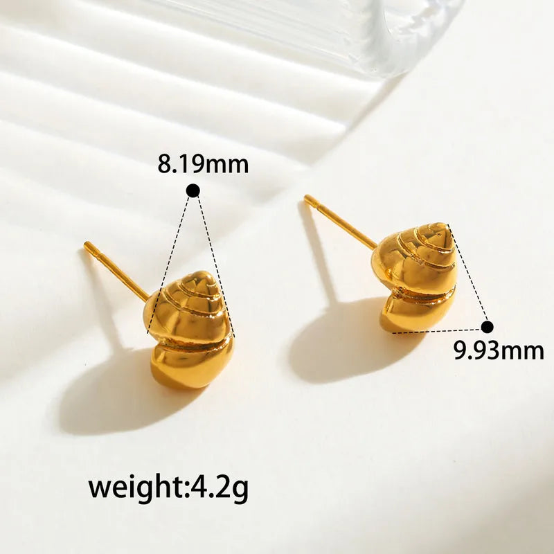 Vacuum Electroplating (In Furnace) Plated 18K Real Gold Conch 304 Stainless Steel Casual Elegant Vintage Electroplated Stud Earrings
