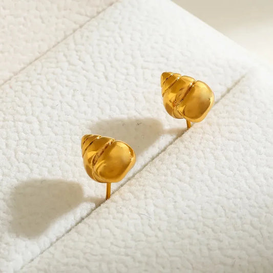 Vacuum Electroplating (In Furnace) Plated 18K Real Gold Conch 304 Stainless Steel Casual Elegant Vintage Electroplated Stud Earrings