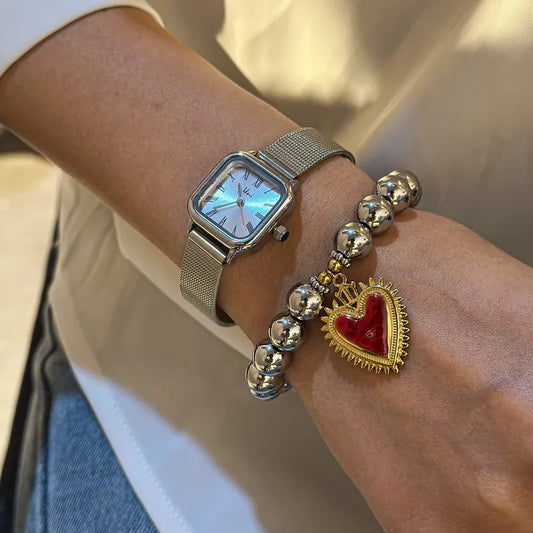 Vacuum Electroplating (In Furnace) Plated 18K Real Gold Love Heart Shape 303 Stainless Steel 304 Stainless Steel Women's Bracelet