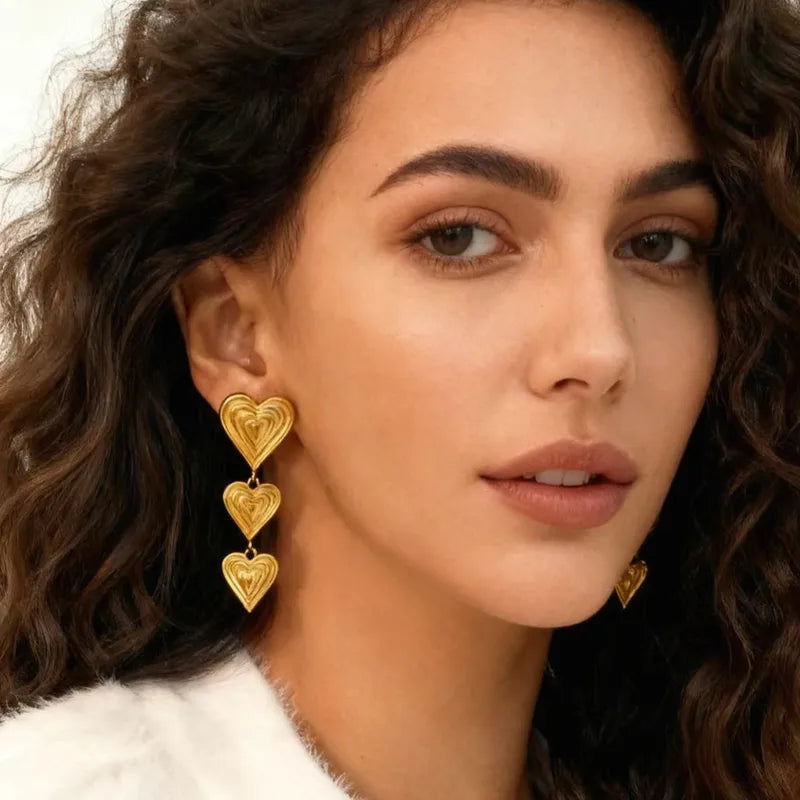 Vacuum Plating (In Furnace) 304 Stainless Steel (Jewelry) Waterproof Non-Fading Plating Christmas New Year Earrings Studs For Women 18K Gold Plated