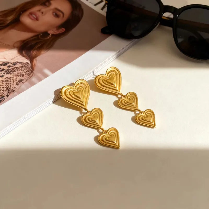 Vacuum Plating (In Furnace) 304 Stainless Steel (Jewelry) Waterproof Non-Fading Plating Christmas New Year Earrings Studs For Women 18K Gold Plated