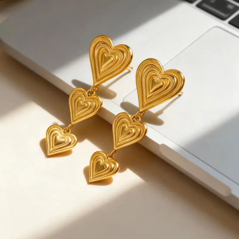 Vacuum Plating (In Furnace) 304 Stainless Steel (Jewelry) Waterproof Non-Fading Plating Christmas New Year Earrings Studs For Women 18K Gold Plated