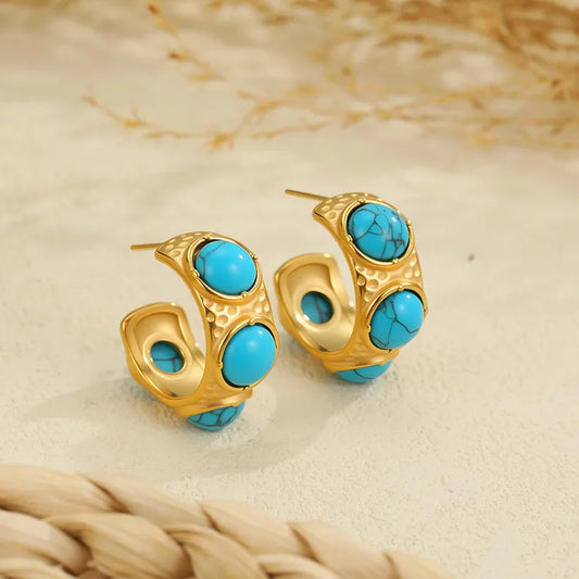 Vintage 304 Stainless Steel C-shaped Earrings Non-fading Ear Jewelry Studs For Women