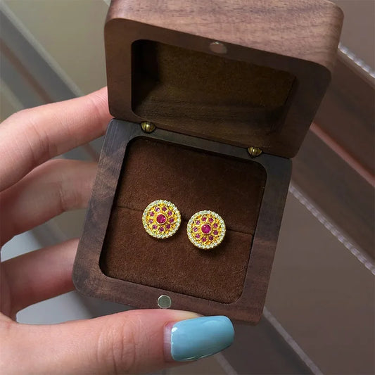 Vintage Miniature Four-Leaf Clover Buddhist Symbol Earrings Bohemian Jewelry For Women