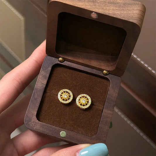 Vintage Miniature Four-Leaf Clover Buddhist Symbol Earrings Bohemian Jewelry For Women