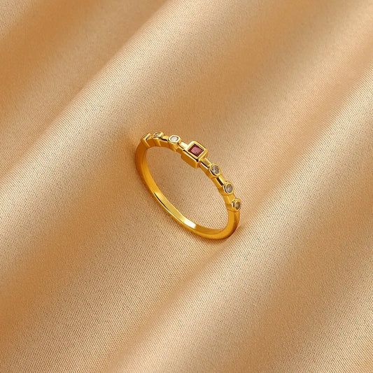 Vintage Natural Stone Open Ring Geometric High-End Design Sensation Light Luxury Versatile Rings For Men And Women