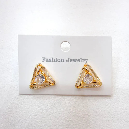 Water-Plated Hollow Triangle Earrings With Micro-Paved Zircon Stones Fashionable Casual Style For Women Everyday Wear
