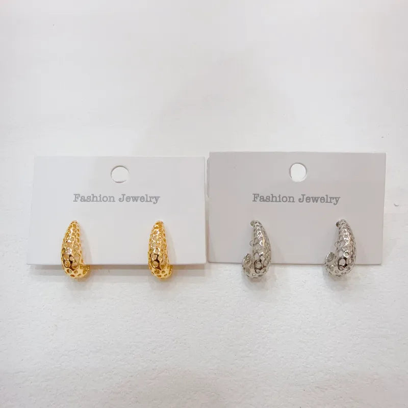 Water Plated L-Shaped Hollow Out Earrings Fashionable Women's Daily Wear Copper Post Ear Studs Leisure Style Polished Finish