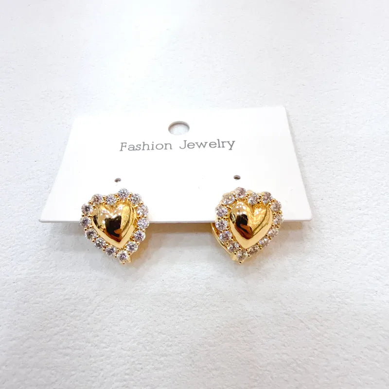 Water-Plated Micro-Set Zircon Hollow Heart Grid Earrings Hot Sale Fashion Jewelry For Women Casual Style