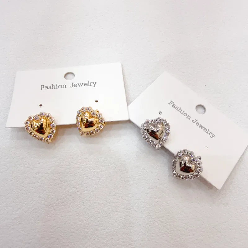 Water-Plated Micro-Set Zircon Hollow Heart Grid Earrings Hot Sale Fashion Jewelry For Women Casual Style