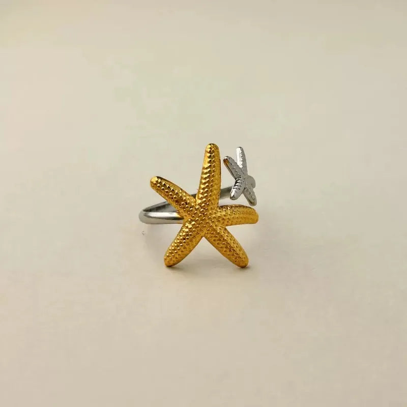 Wholesale Jewelry Beach Simple Style Starfish 304 Stainless Steel Rings